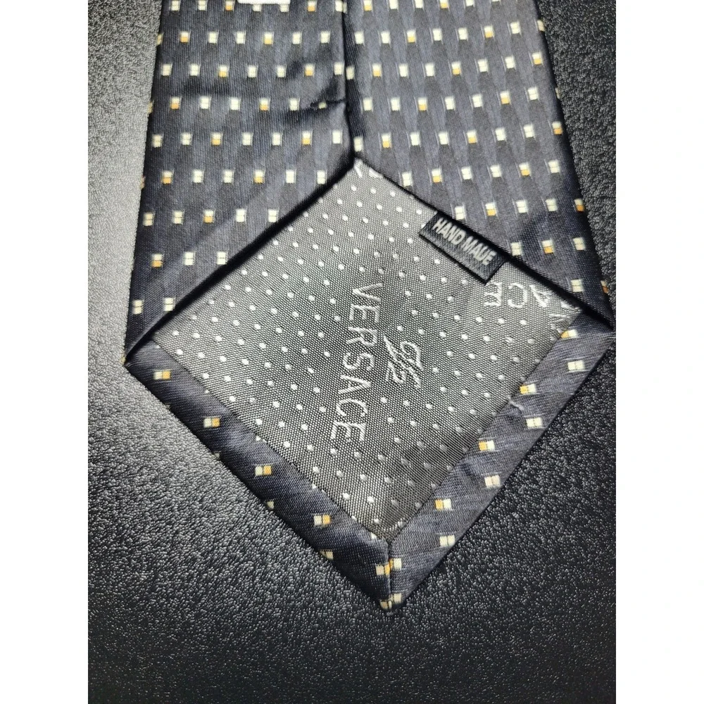 Versace Men's Necktie Navy Blue Geometric Silk 4